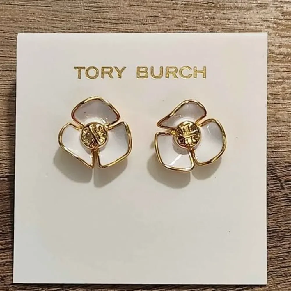 Tory Burch Goldtone Flower Earrings NEW